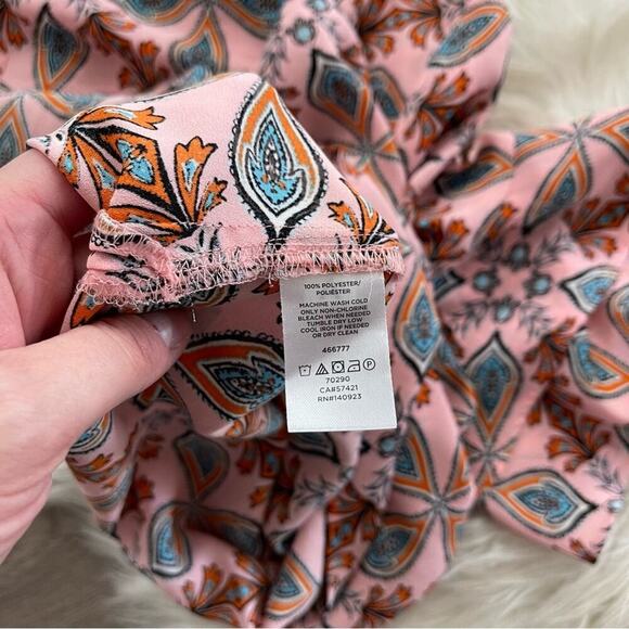 LOFT Pink Scandinavian Printed Layered Ruffle Sleeve Blouse S - Picture 7 of 7